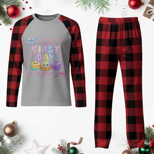 Happy First Day Of School Cute Kawaii Squishy Back To School Graphic Plaid Pajama Set TS10 Buffalo Plaid Print Your Wear