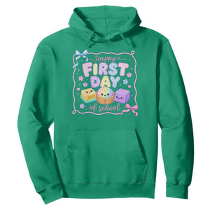 Happy First Day Of School Cute Kawaii Squishy Back To School Graphic Hoodie TS10 Irish Green Print Your Wear