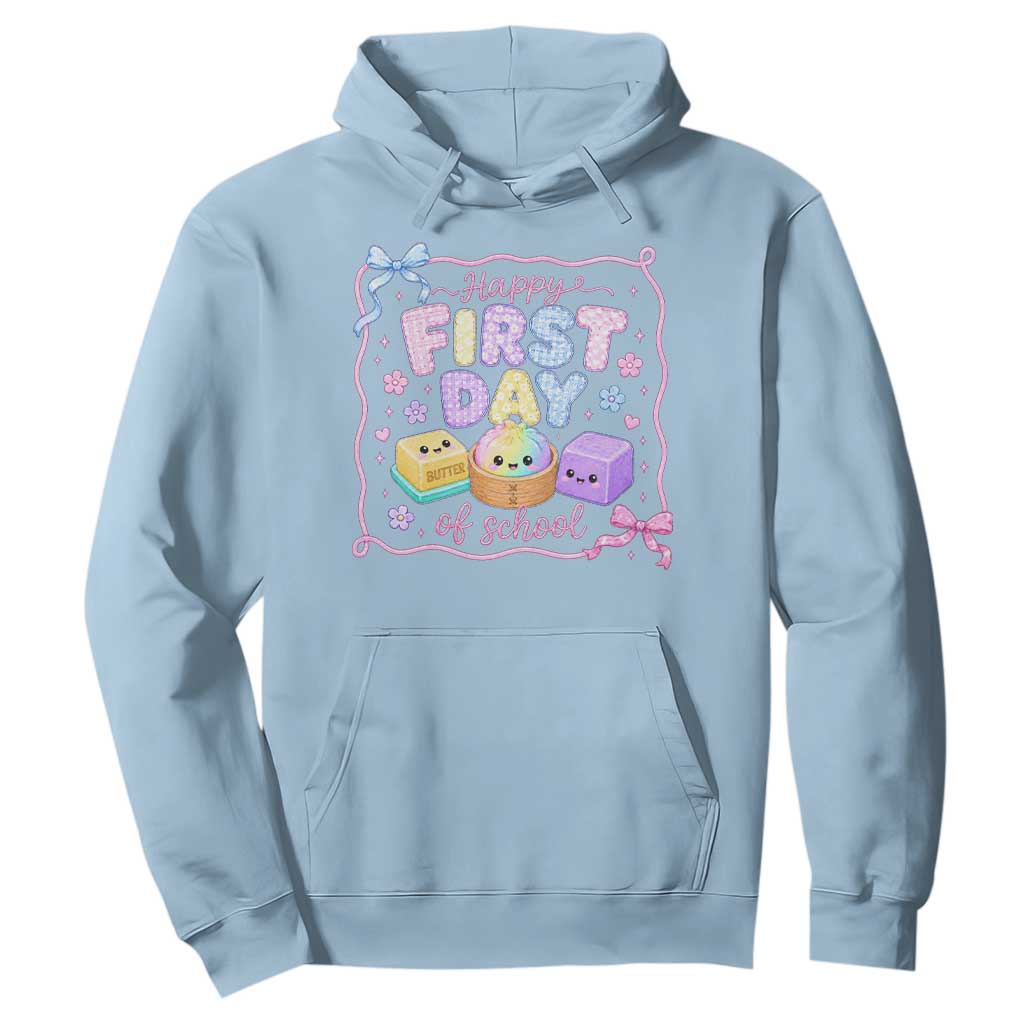 Happy First Day Of School Cute Kawaii Squishy Back To School Graphic Hoodie TS10 Light Blue Print Your Wear