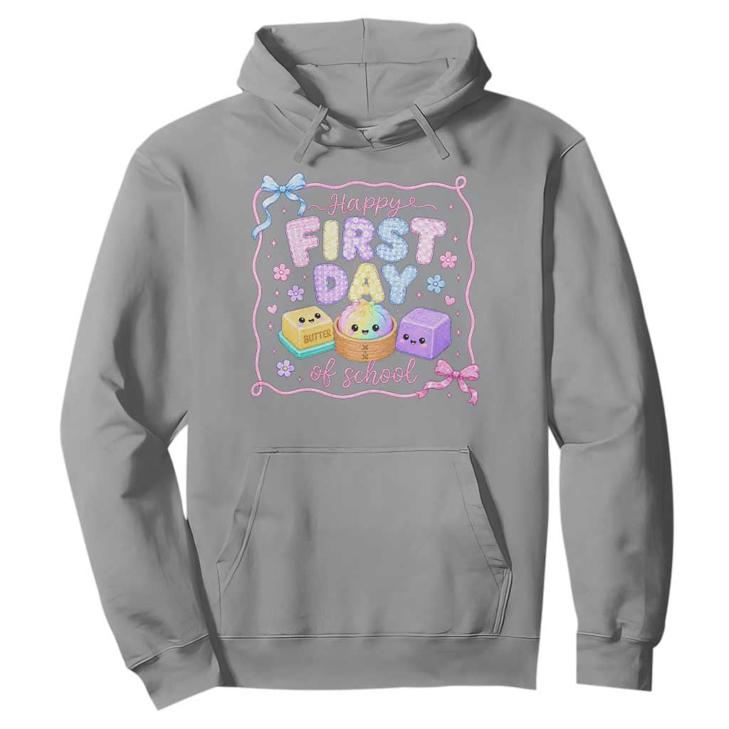 Happy First Day Of School Cute Kawaii Squishy Back To School Graphic Hoodie TS10 Sport Gray Print Your Wear