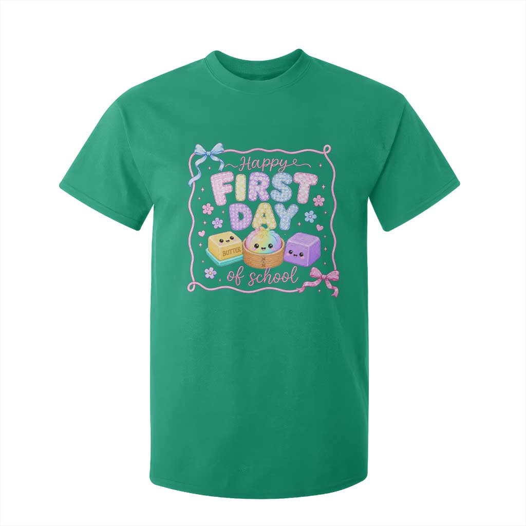 Happy First Day Of School Cute Kawaii Squishy Back To School Graphic T Shirt For Kid TS10 Irish Green Print Your Wear