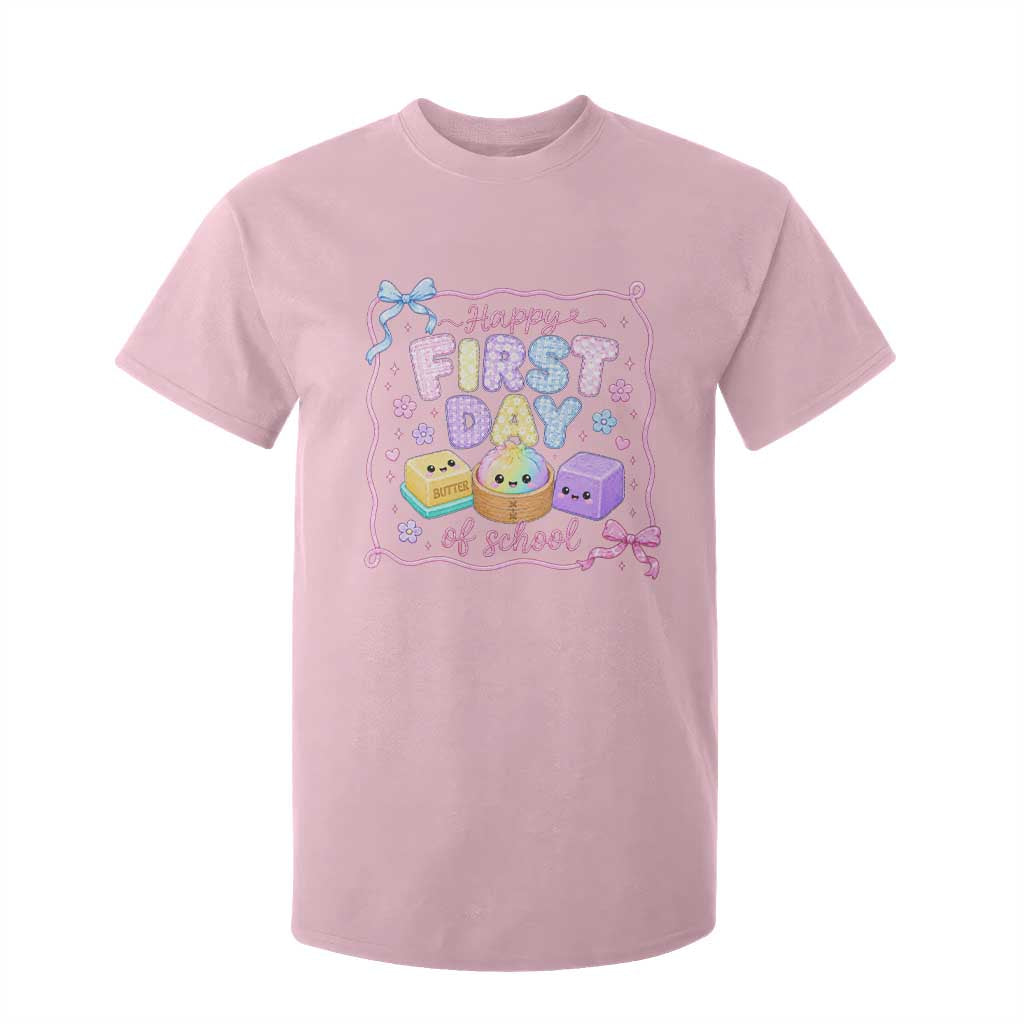 Happy First Day Of School Cute Kawaii Squishy Back To School Graphic T Shirt For Kid TS10 Light Pink Print Your Wear