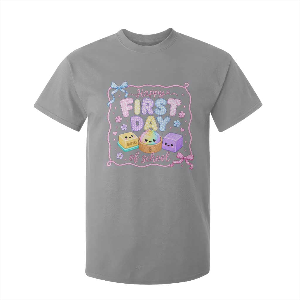 Happy First Day Of School Cute Kawaii Squishy Back To School Graphic T Shirt For Kid TS10 Sport Gray Print Your Wear