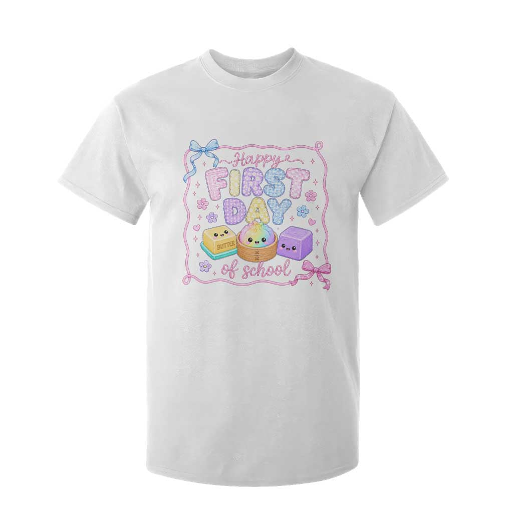 Happy First Day Of School Cute Kawaii Squishy Back To School Graphic T Shirt For Kid TS10 White Print Your Wear