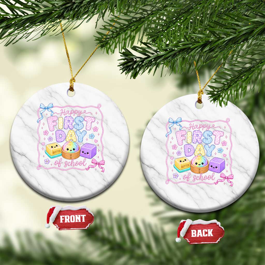 Happy First Day Of School Cute Kawaii Squishy Back To School Graphic Ceramic Ornament TS10 1pc White Marble Print Your Wear