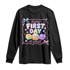 Happy First Day Of School Cute Kawaii Squishy Back To School Graphic Long Sleeve Shirt TS10 Black Print Your Wear