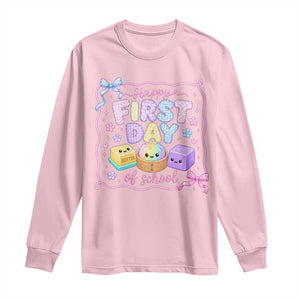 Happy First Day Of School Cute Kawaii Squishy Back To School Graphic Long Sleeve Shirt TS10 Light Pink Print Your Wear