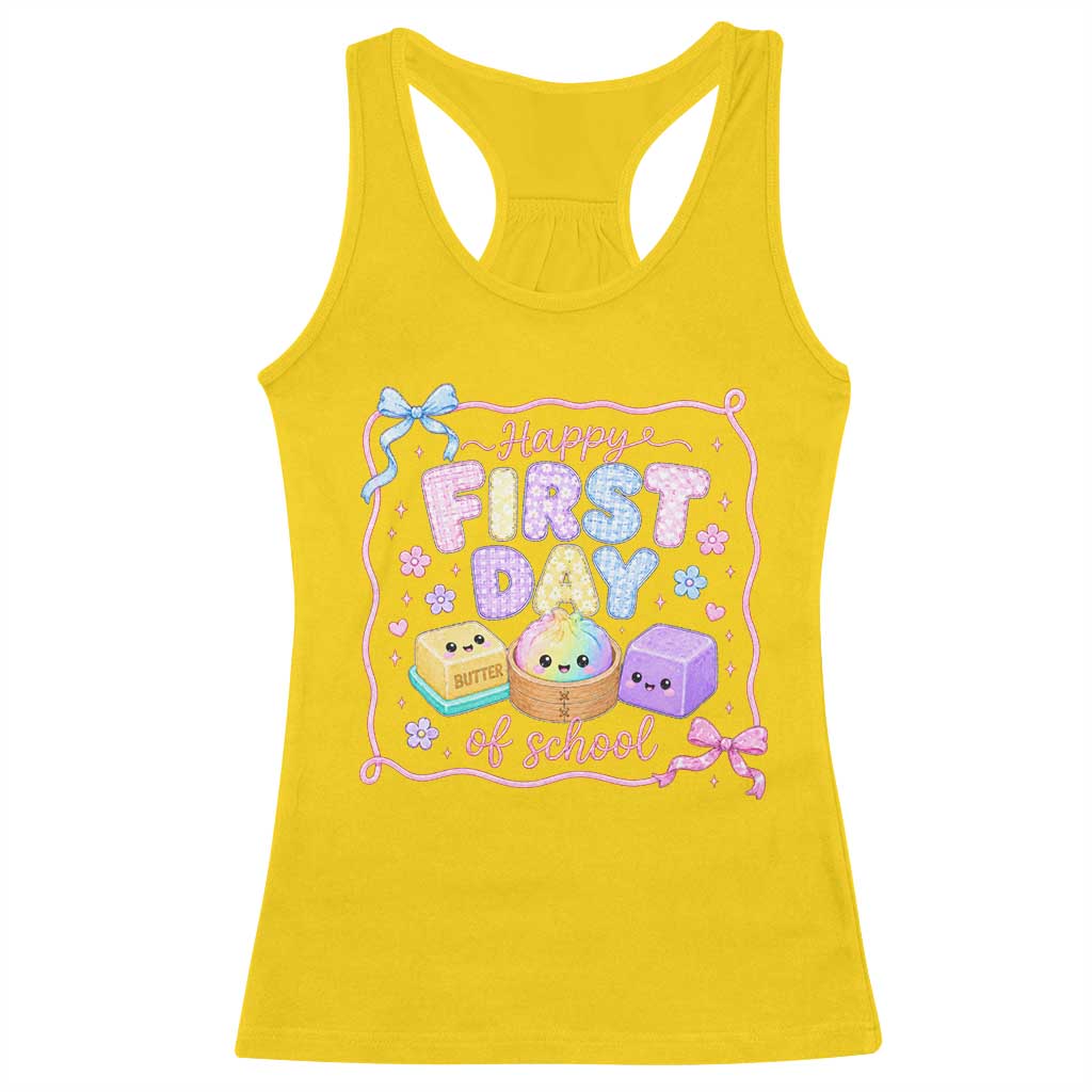 Happy First Day Of School Cute Kawaii Squishy Back To School Graphic Racerback Tank Top TS10 Daisy Print Your Wear