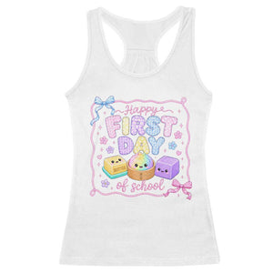 Happy First Day Of School Cute Kawaii Squishy Back To School Graphic Racerback Tank Top TS10 White Print Your Wear