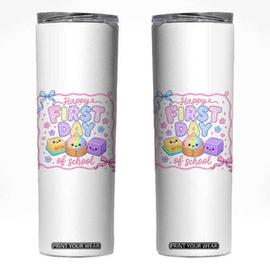 Happy First Day Of School Cute Kawaii Squishy Back To School Graphic Skinny Tumbler