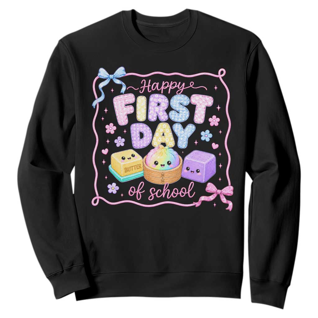 Happy First Day Of School Cute Kawaii Squishy Back To School Graphic Sweatshirt TS10 Black Print Your Wear