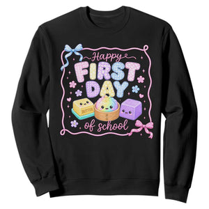 Happy First Day Of School Cute Kawaii Squishy Back To School Graphic Sweatshirt TS10 Black Print Your Wear