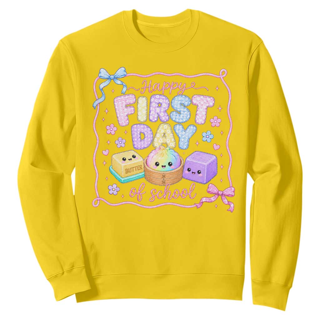 Happy First Day Of School Cute Kawaii Squishy Back To School Graphic Sweatshirt TS10 Daisy Print Your Wear