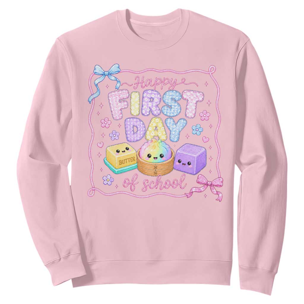 Happy First Day Of School Cute Kawaii Squishy Back To School Graphic Sweatshirt TS10 Light Pink Print Your Wear