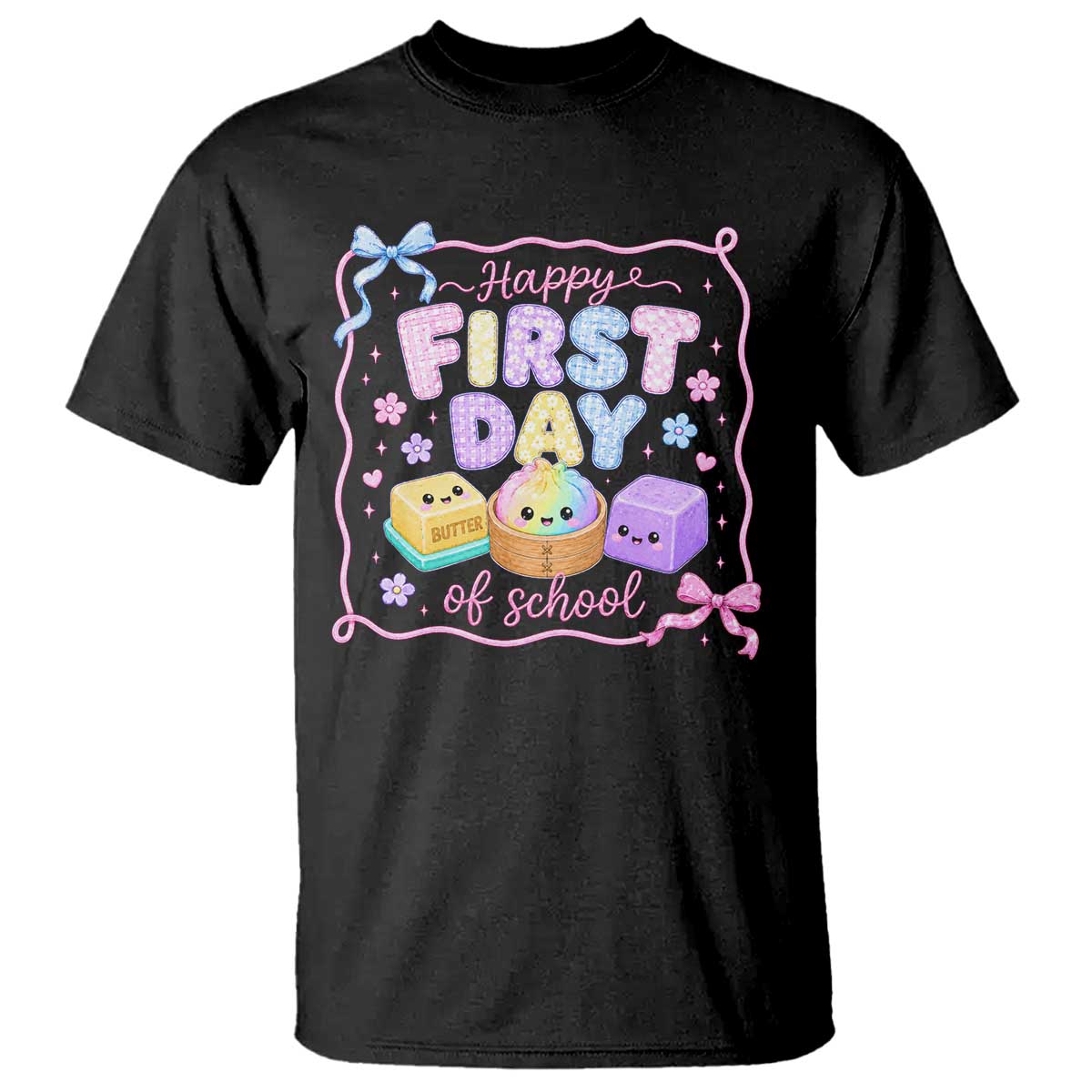Happy First Day Of School Cute Kawaii Squishy Back To School Graphic T Shirt TS10 Black Print Your Wear