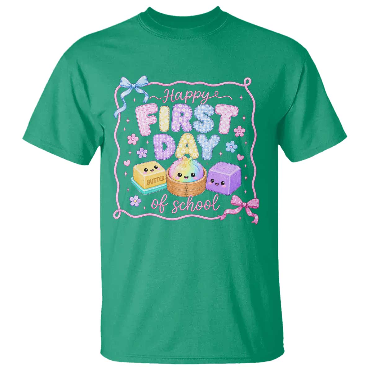 Happy First Day Of School Cute Kawaii Squishy Back To School Graphic T Shirt TS10 Irish Green Print Your Wear