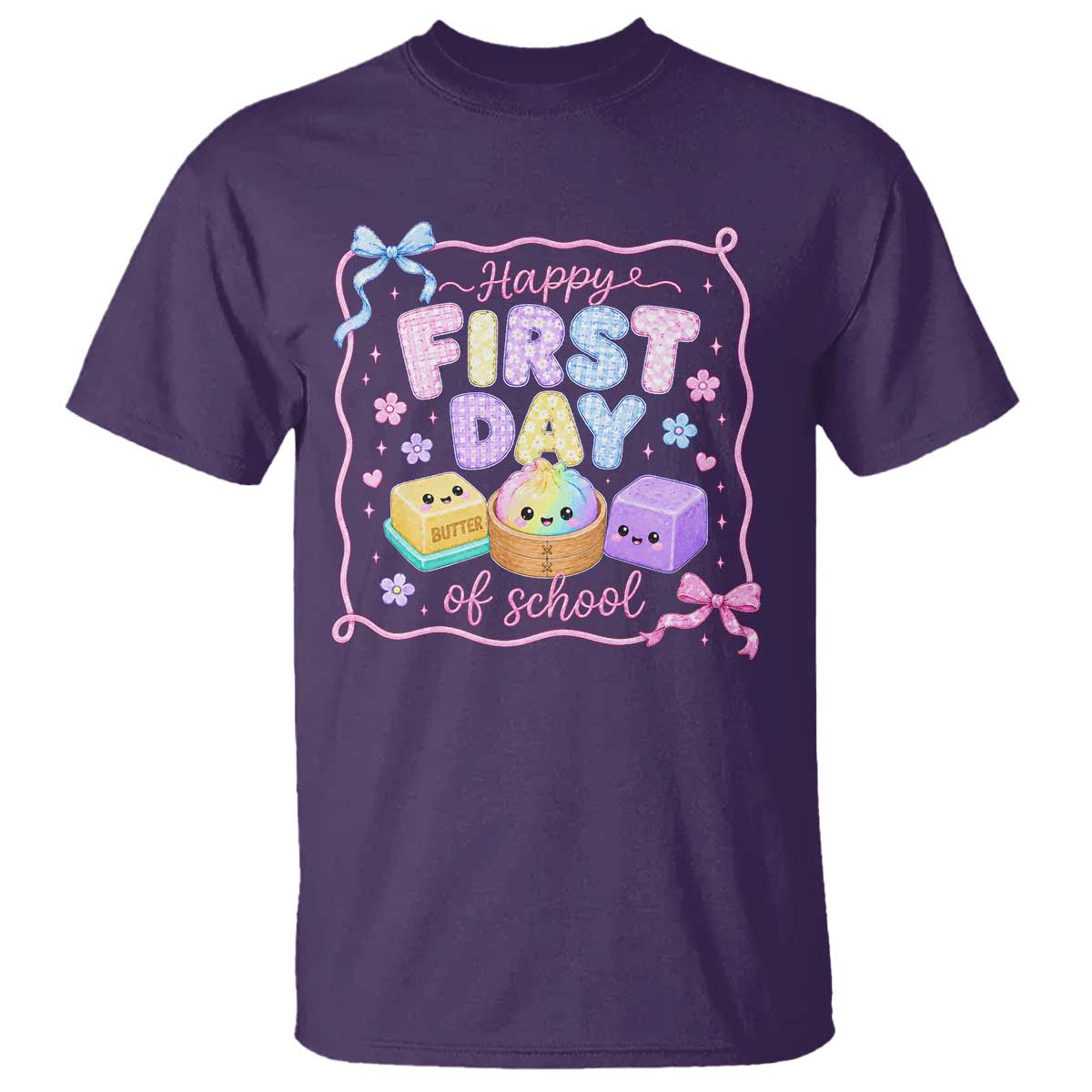 Happy First Day Of School Cute Kawaii Squishy Back To School Graphic T Shirt TS10 Purple Print Your Wear