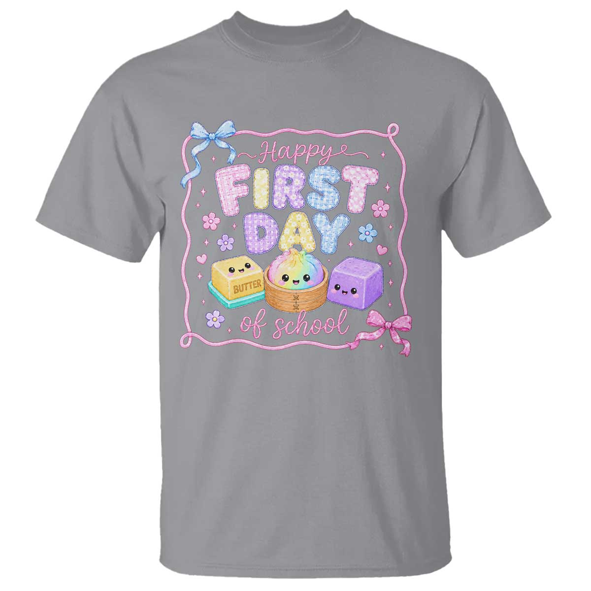 Happy First Day Of School Cute Kawaii Squishy Back To School Graphic T Shirt TS10 Sport Gray Print Your Wear