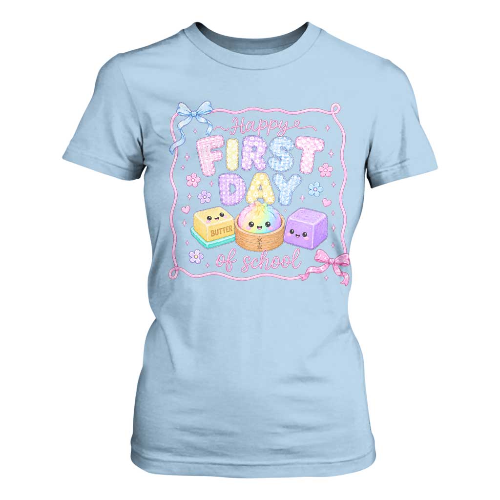 Happy First Day Of School Cute Kawaii Squishy Back To School Graphic T Shirt For Women TS10 Light Blue Print Your Wear
