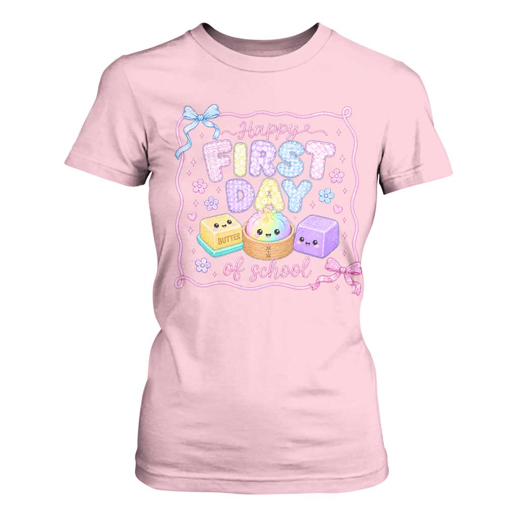 Happy First Day Of School Cute Kawaii Squishy Back To School Graphic T Shirt For Women TS10 Light Pink Print Your Wear