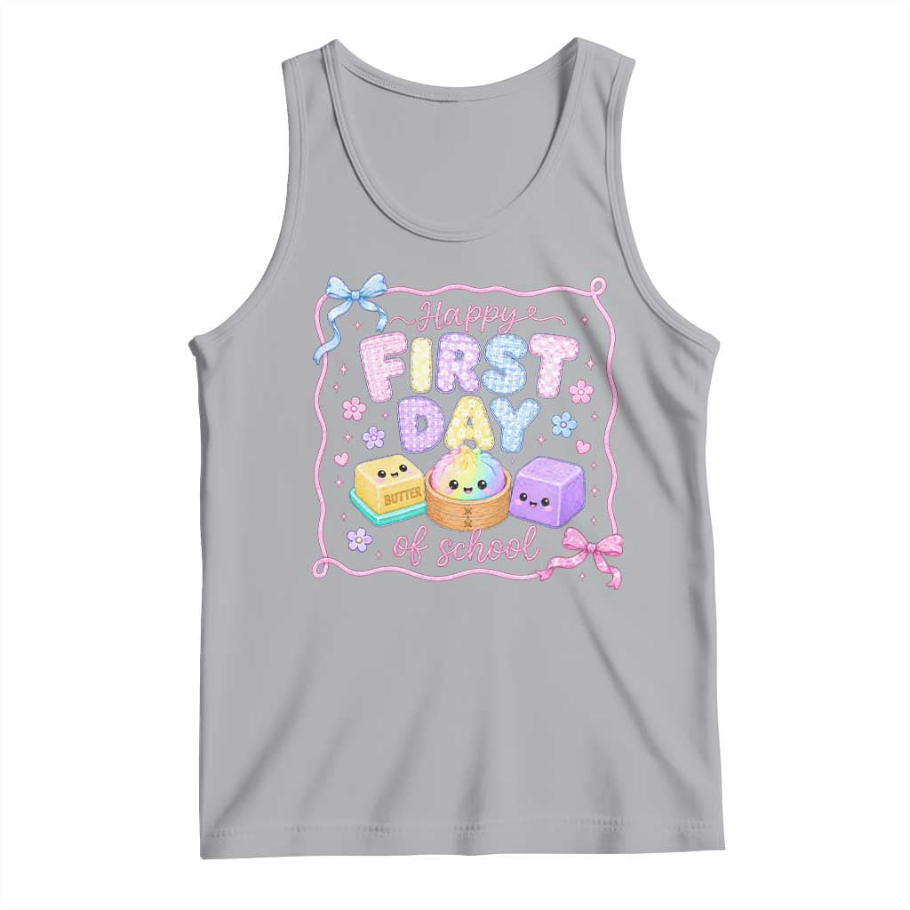 Happy First Day Of School Cute Kawaii Squishy Back To School Graphic Tank Top TS10 Athletic Heather Print Your Wear