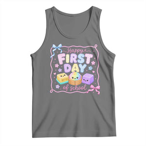 Happy First Day Of School Cute Kawaii Squishy Back To School Graphic Tank Top TS10 Black Heather Print Your Wear