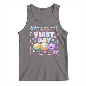 Happy First Day Of School Cute Kawaii Squishy Back To School Graphic Tank Top TS10 Deep Heather Print Your Wear