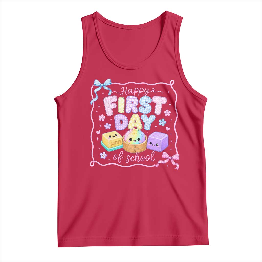 Happy First Day Of School Cute Kawaii Squishy Back To School Graphic Tank Top TS10 Red Print Your Wear