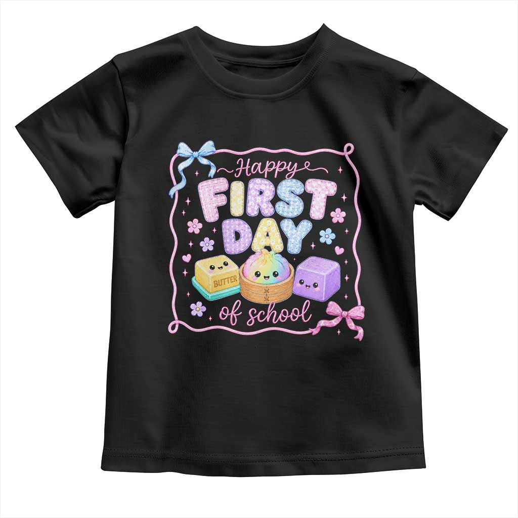 Happy First Day Of School Cute Kawaii Squishy Back To School Graphic Toddler T Shirt TS10 Black Print Your Wear