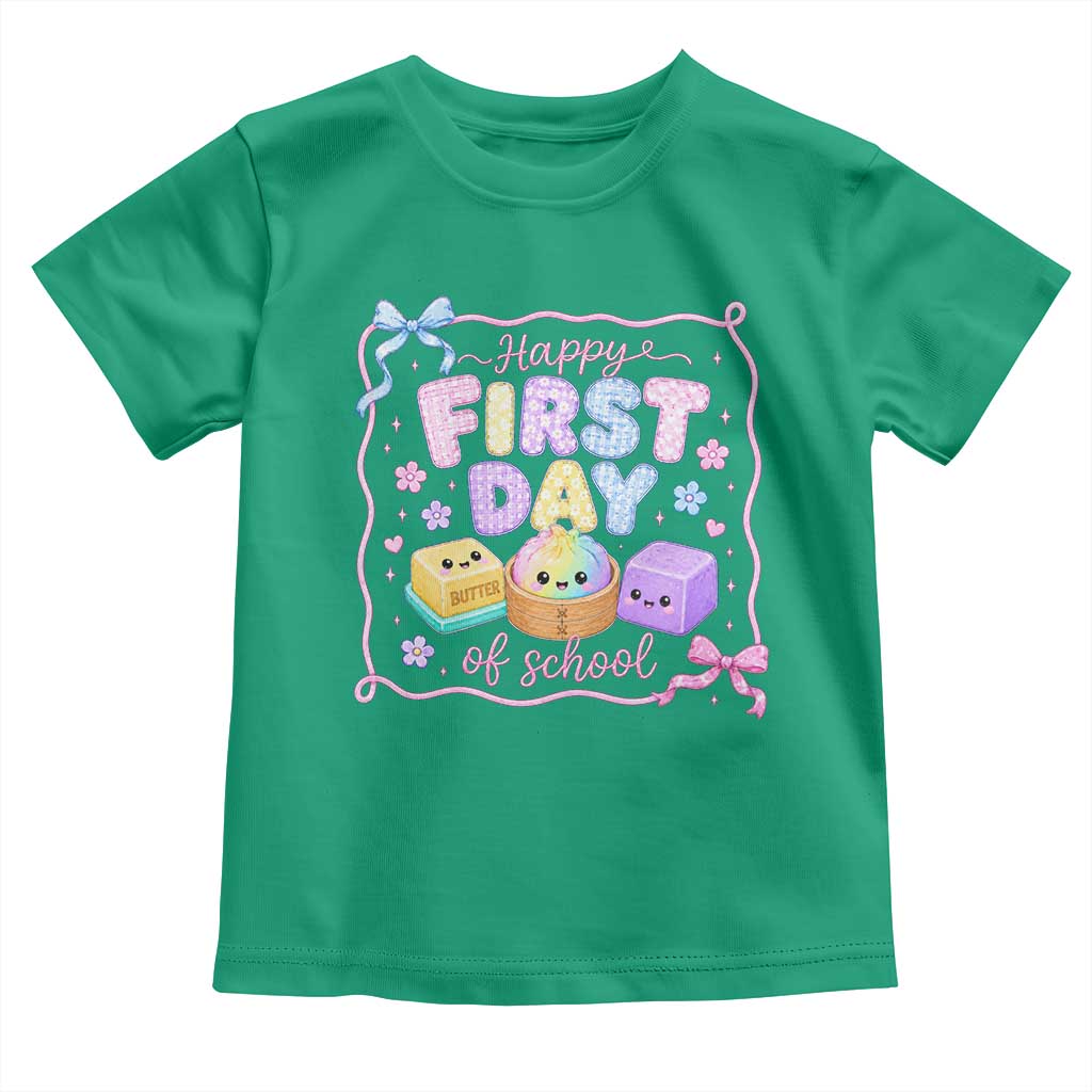 Happy First Day Of School Cute Kawaii Squishy Back To School Graphic Toddler T Shirt TS10 Irish Green Print Your Wear