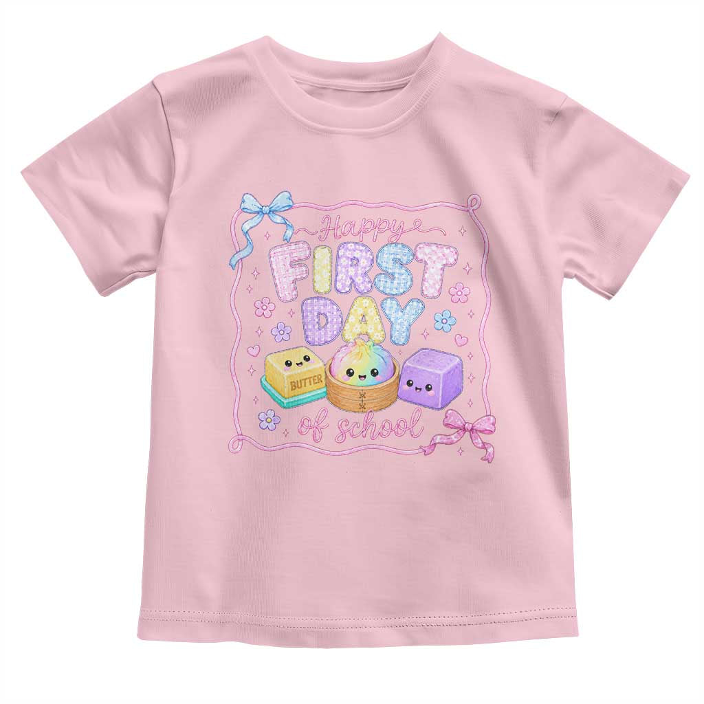 Happy First Day Of School Cute Kawaii Squishy Back To School Graphic Toddler T Shirt TS10 Light Pink Print Your Wear