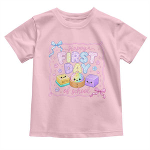 Happy First Day Of School Cute Kawaii Squishy Back To School Graphic Toddler T Shirt TS10 Light Pink Print Your Wear