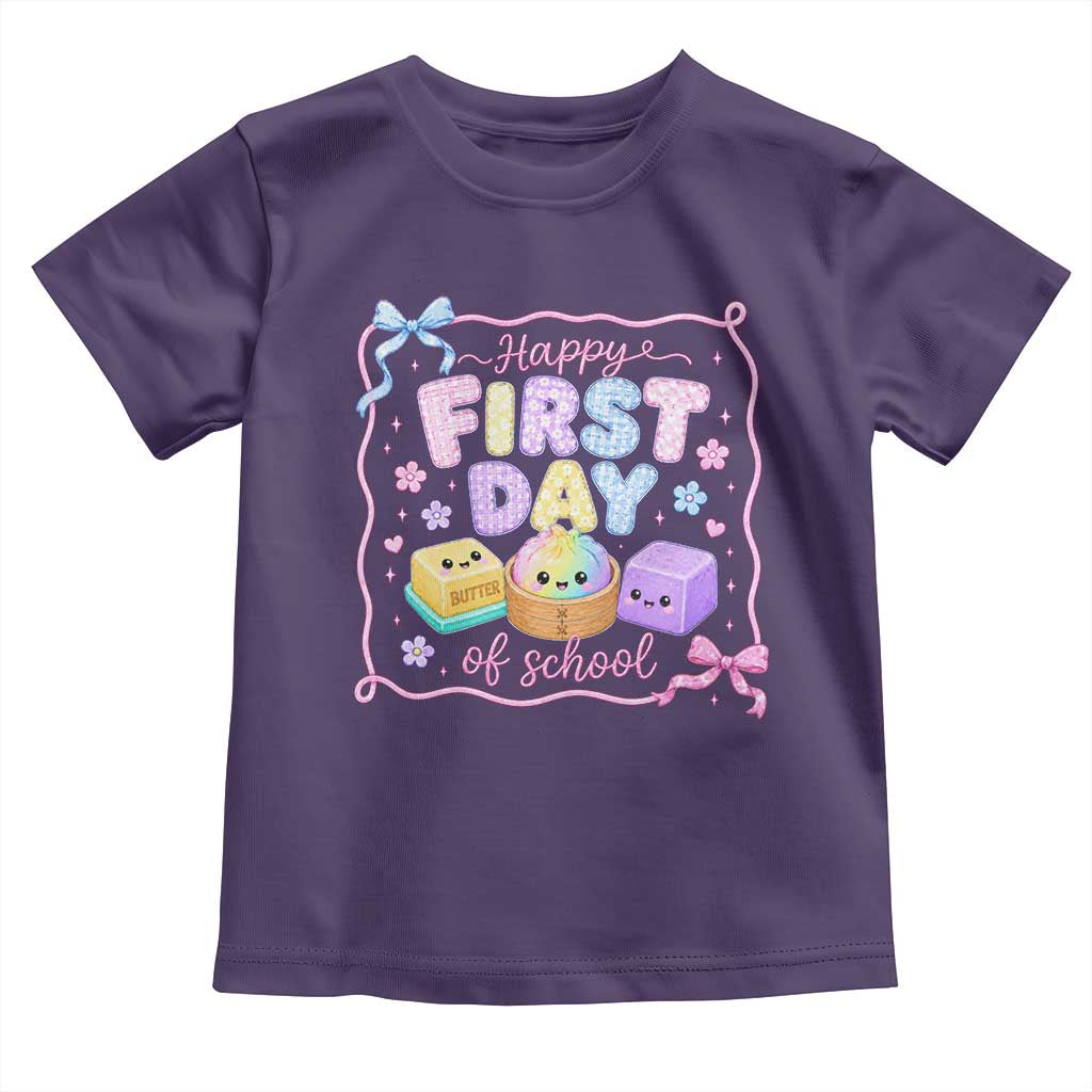 Happy First Day Of School Cute Kawaii Squishy Back To School Graphic Toddler T Shirt TS10 Purple Print Your Wear
