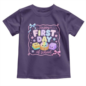 Happy First Day Of School Cute Kawaii Squishy Back To School Graphic Toddler T Shirt TS10 Purple Print Your Wear