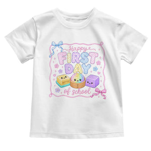 Happy First Day Of School Cute Kawaii Squishy Back To School Graphic Toddler T Shirt TS10 White Print Your Wear