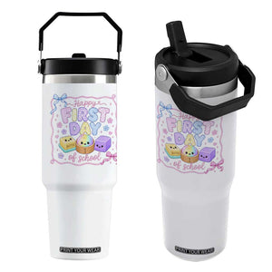 Happy First Day Of School Cute Kawaii Squishy Back To School Graphic Flip Straw Tumbler
