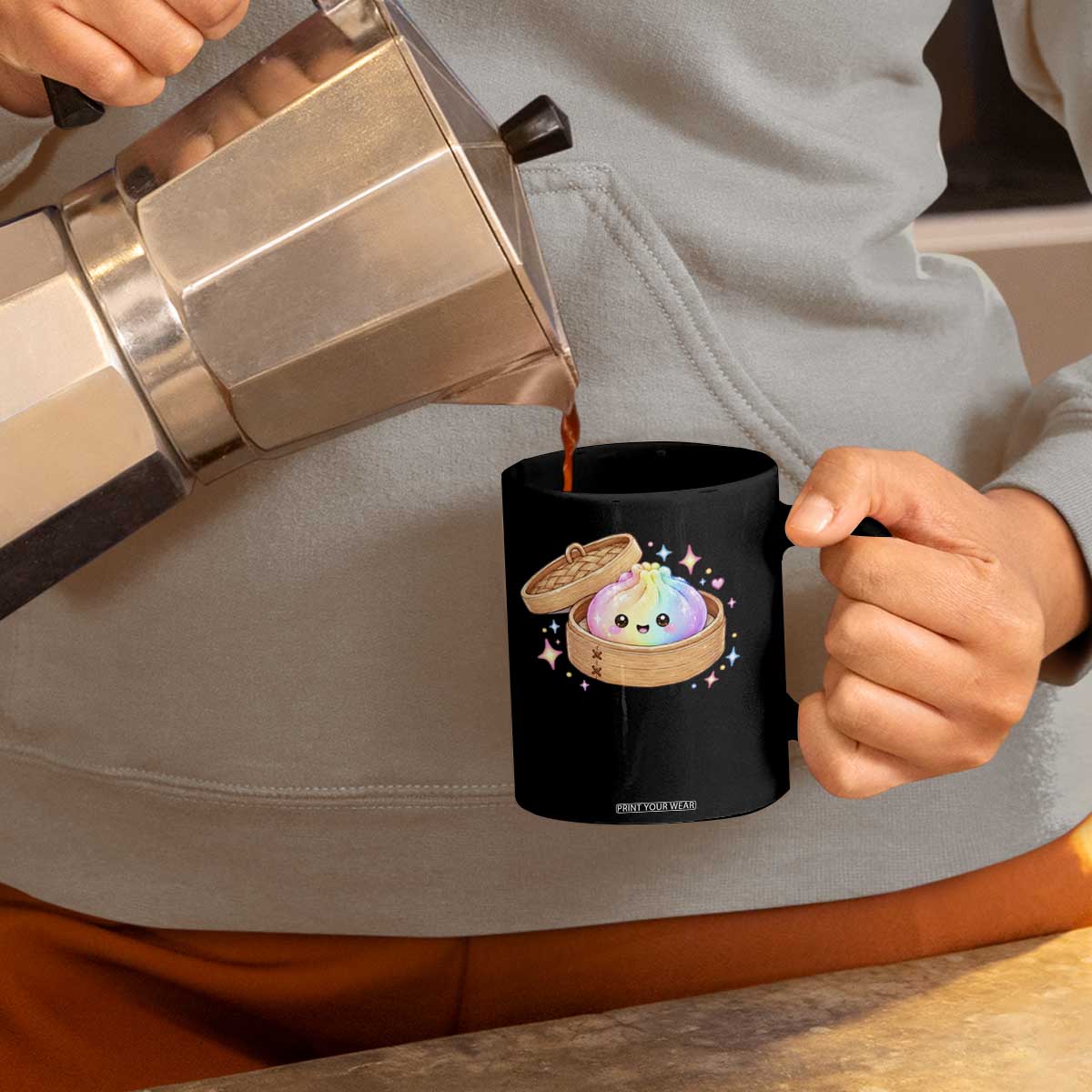 Cute Rainbow Dumpling Squishy Coffee Mug Kawaii Graphic
