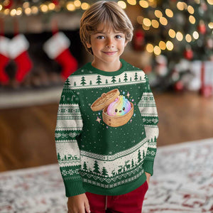 Cute Rainbow Dumpling Squishy Ugly Christmas Sweater Kawaii Graphic TS10 Forest Green Beige Print Your Wear