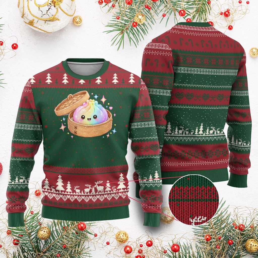 Cute Rainbow Dumpling Squishy Ugly Christmas Sweater Kawaii Graphic TS10 Red Green Print Your Wear