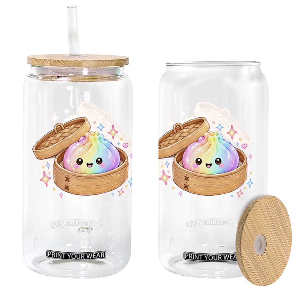Cute Rainbow Dumpling Squishy Glass Can Kawaii Graphic