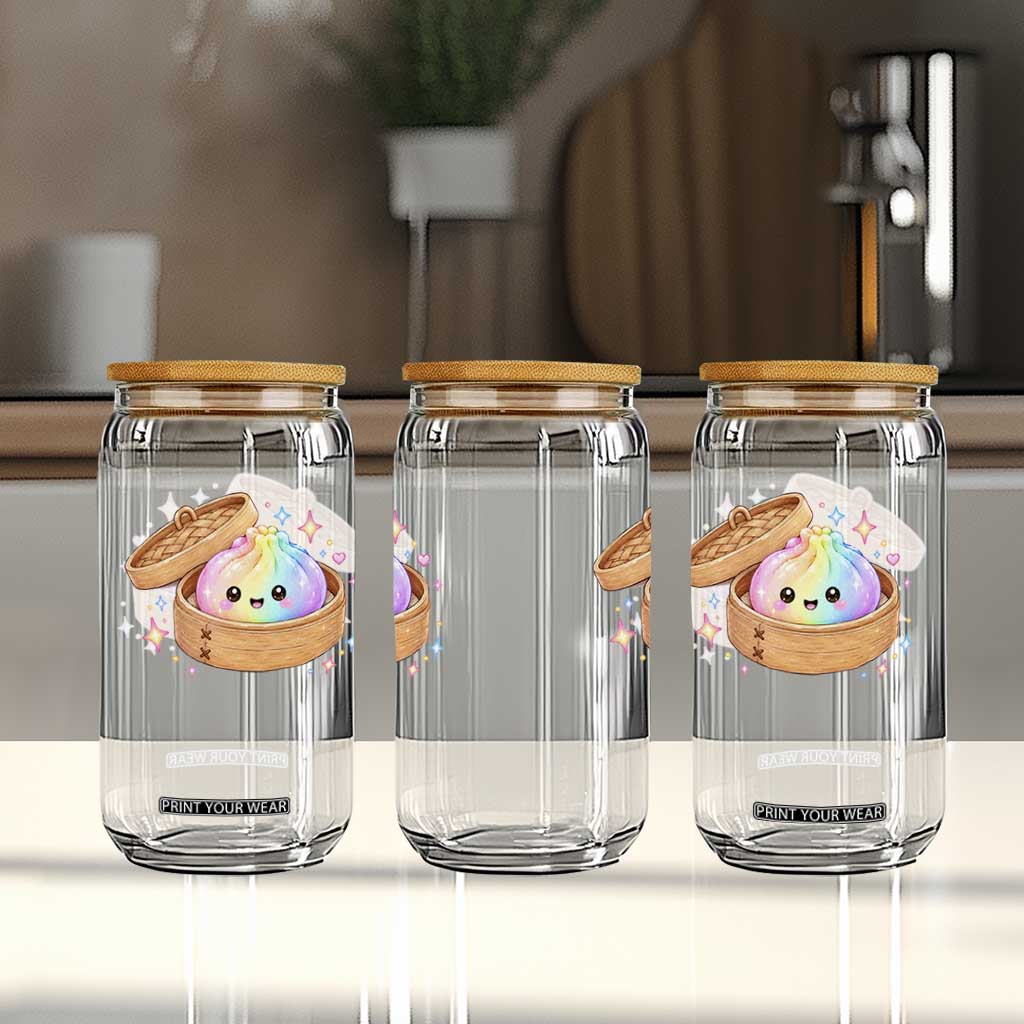 Cute Rainbow Dumpling Squishy Glass Can Kawaii Graphic