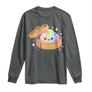 Cute Rainbow Dumpling Squishy Long Sleeve Shirt Kawaii Graphic TS10 Dark Heather Print Your Wear