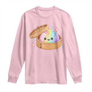 Cute Rainbow Dumpling Squishy Long Sleeve Shirt Kawaii Graphic TS10 Light Pink Print Your Wear