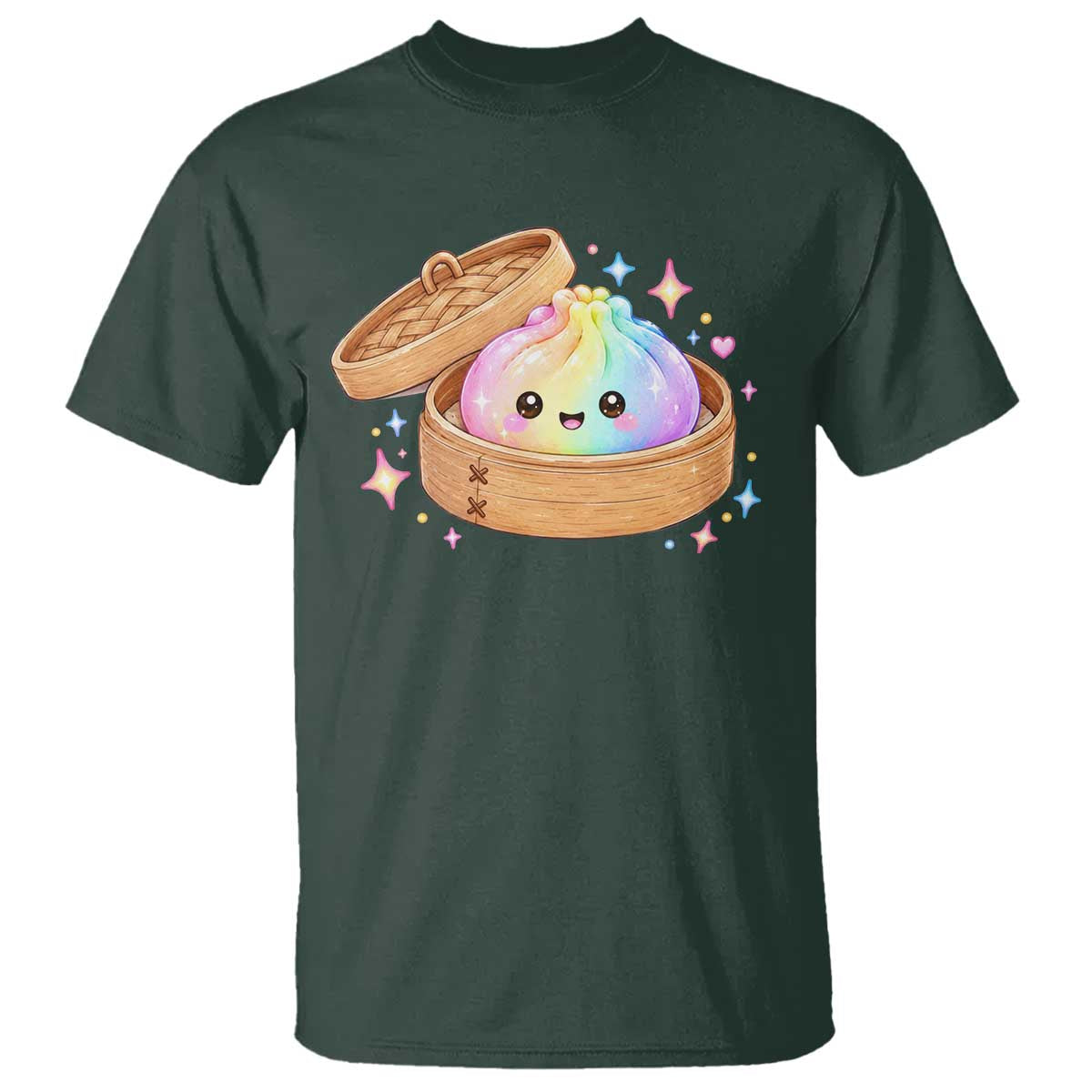 Cute Rainbow Dumpling Squishy T Shirt Kawaii Graphic TS10 Dark Forest Green Print Your Wear