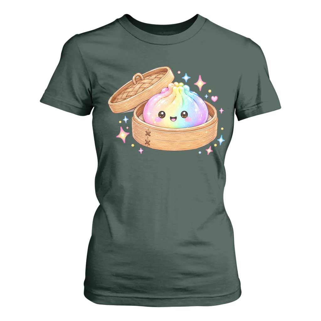 Cute Rainbow Dumpling Squishy T Shirt For Women Kawaii Graphic TS10 Dark Forest Green Print Your Wear