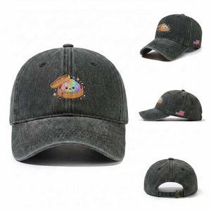 Cute Rainbow Dumpling Squishy Washed Cotton Baseball Cap Kawaii Graphic