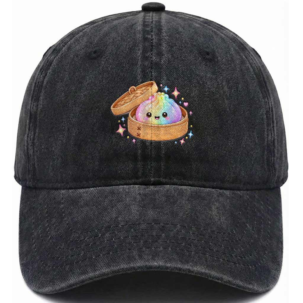 Cute Rainbow Dumpling Squishy Washed Cotton Baseball Cap Kawaii Graphic TS10 Print Your Wear