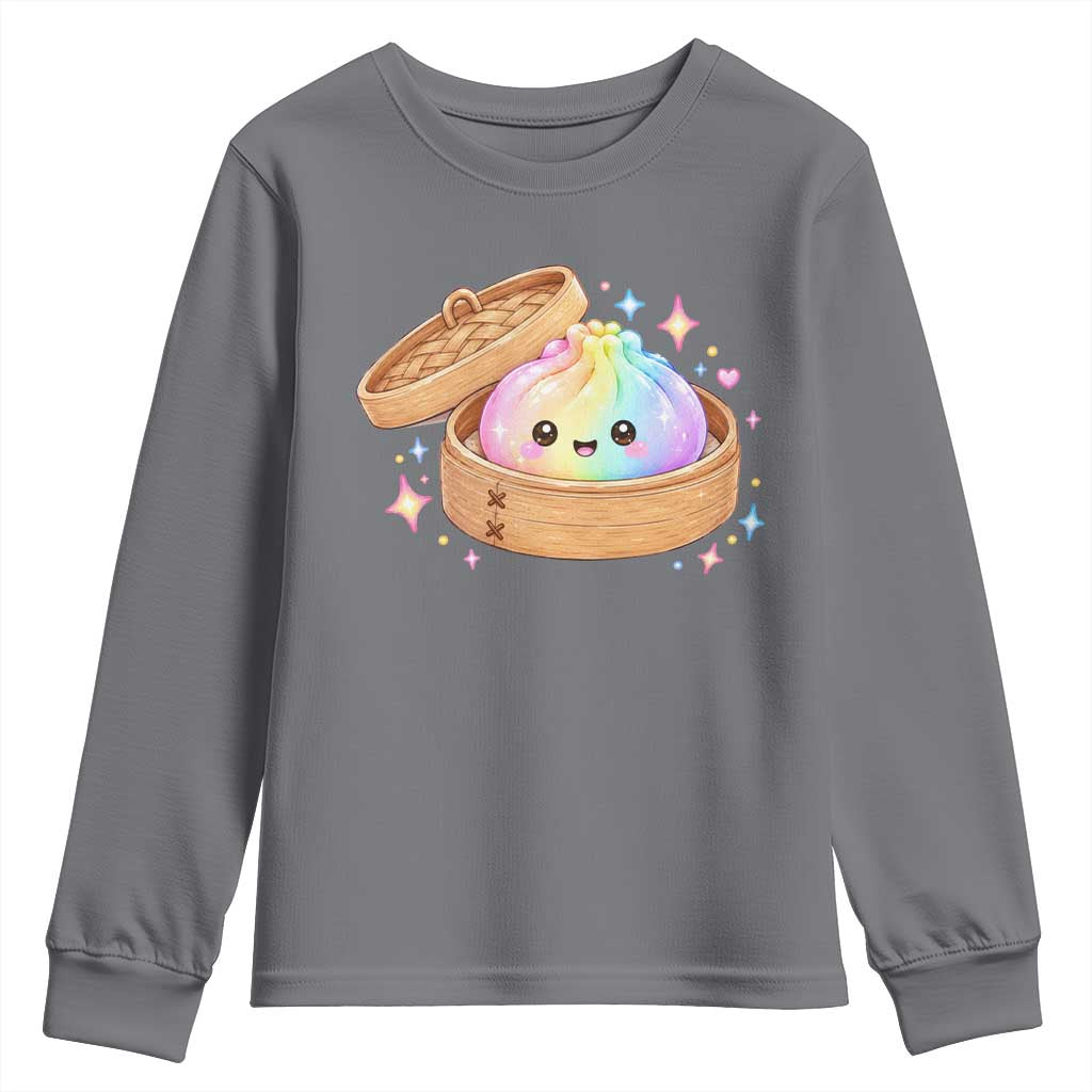 Cute Rainbow Dumpling Squishy Youth Sweatshirt Kawaii Graphic TS10 Charcoal Print Your Wear
