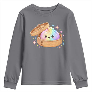 Cute Rainbow Dumpling Squishy Youth Sweatshirt Kawaii Graphic TS10 Charcoal Print Your Wear