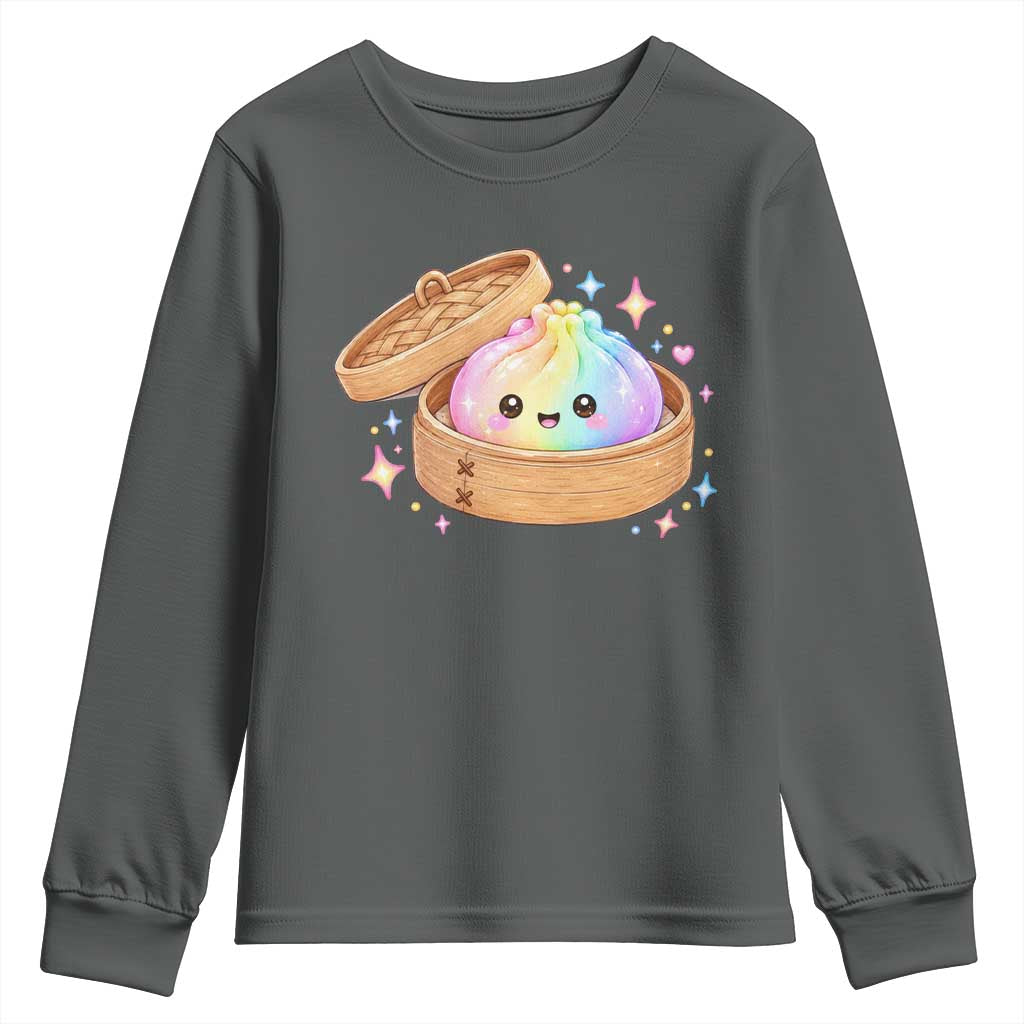 Cute Rainbow Dumpling Squishy Youth Sweatshirt Kawaii Graphic TS10 Dark Heather Print Your Wear